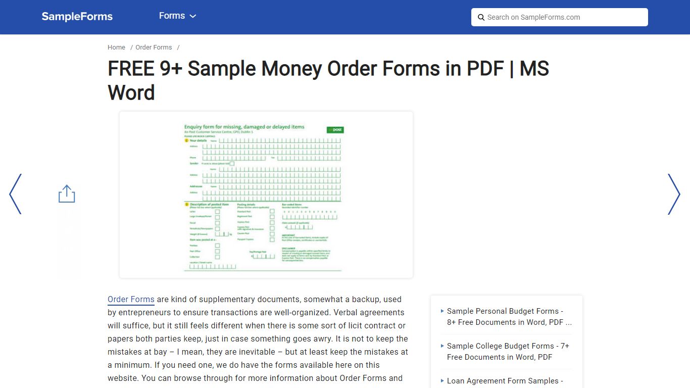 FREE 9+ Sample Money Order Forms in PDF | MS Word - sampleforms