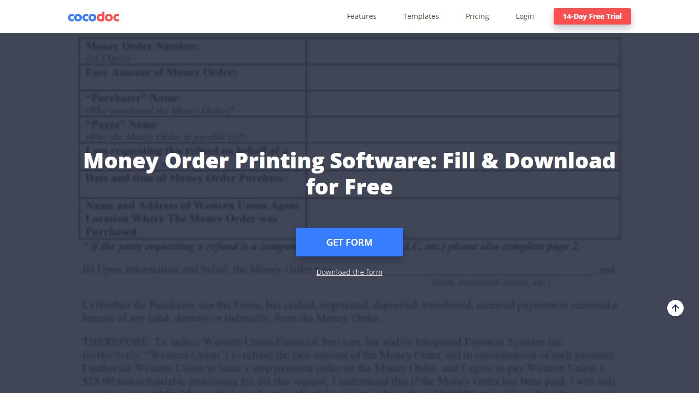 Money Order Printing Software: Fillable, Printable & Blank PDF Form for ...